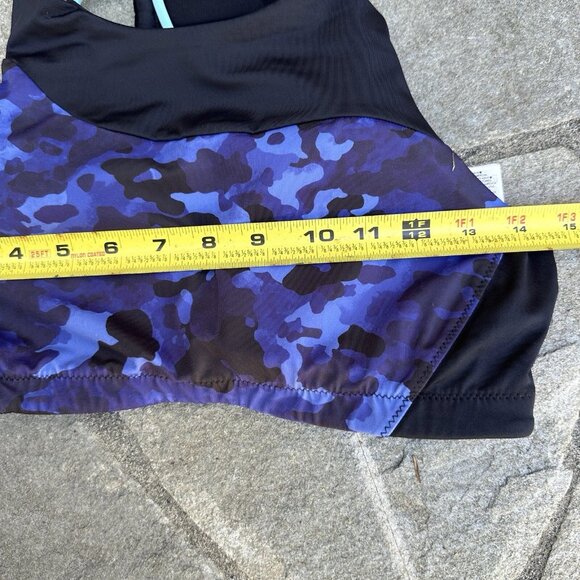 Athleta Freestyle Bikini Top Medium Purple Camo High Neck Swim Strappy Back - Picture 4 of 5